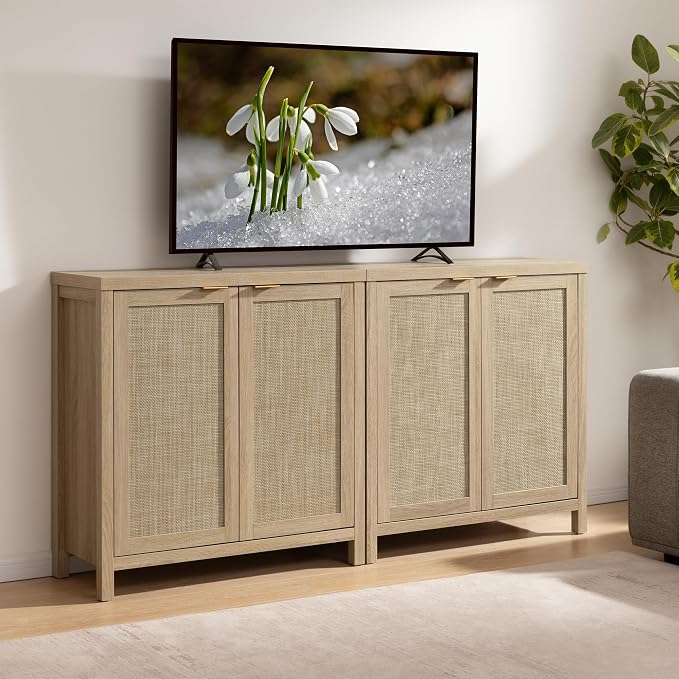 SICOTAS Rattan Sideboard Buffet Cabinet - Image 2