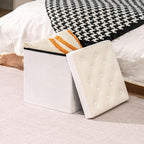B FSOBEIIALEO Storage Ottoman Velvet Tufted Folding Ottomans Footstool Rest Seat - Image 2