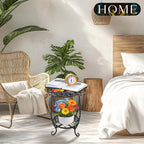 Cinnvoice Outdoor Side Table Round Small Mosaic Patio Accent Indoor End Plant - Image 7