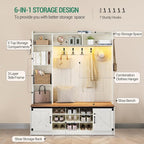Hzuaneri 59.8" Hall Tree, LED Farmhouse Entryway Storage and Coat Rack Wood - Image 5