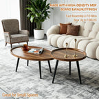 Nesting Coffee Table Set of 2, Walnut Coffee Tables - Image 4