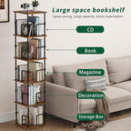5-Tier Rotating Bookshelf, Freestanding Corner Bookshelf, 360° Spinning - Image 6