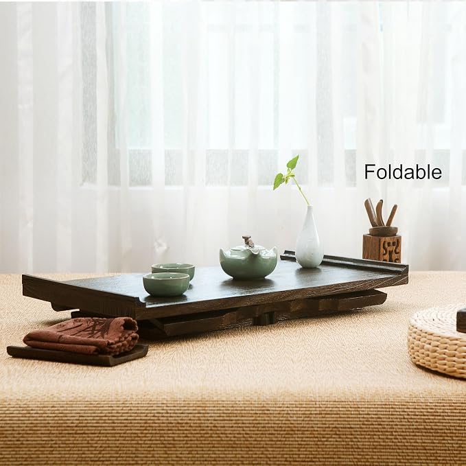 Japanese Wood Floor Table with Foldable Legs - Image 6