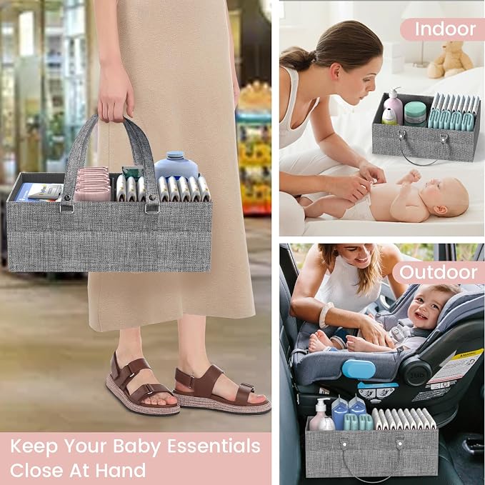 LIDTOP 2In1 Baby Diaper Caddy & 3-Tier Rolling Diaper Cart, Diaper Caddy - Image 5