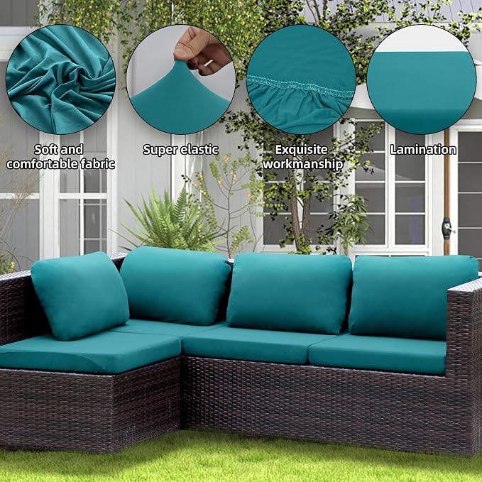8PCS Patio Cushion Covers.Patio Furniture Couch SeatSlipcovers | Washable - Image 3