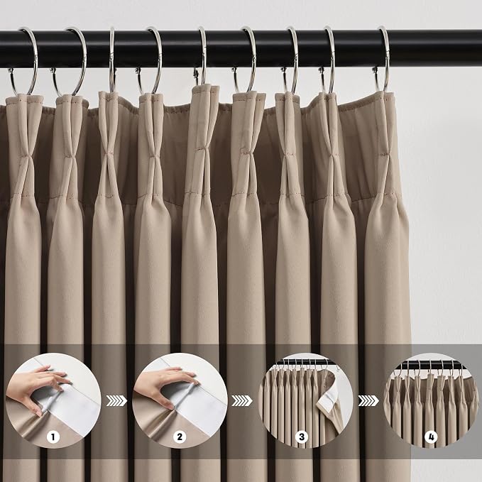 Extra Wide Pinch Pleated Blackout Living Room Curtains, Triple Weave Thermal - Image 2