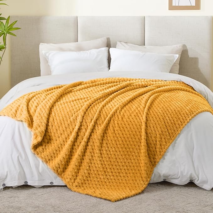 BEDELITE Mustard Yellow Twin Blanket - Image 3