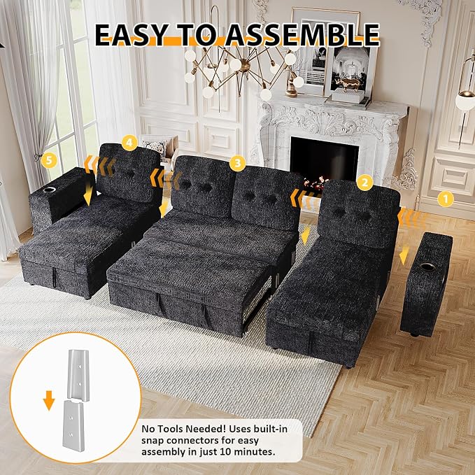 Modular Sectional Sleeper Sofa Bed, Couches - Image 8