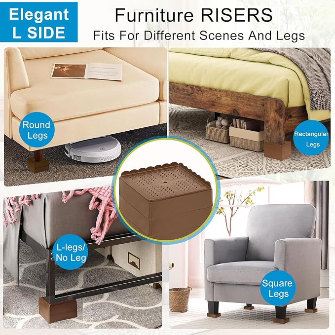 Bed Risers 1 inch, 2 inch, 3 inch, 4 inch Heavy Duty, Adjustable Furniture Riser - Image 3