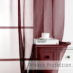 Burgundy Red Sheer Curtains 72 Inches Long 2 Panels Set, Transparent Voile - Image 5