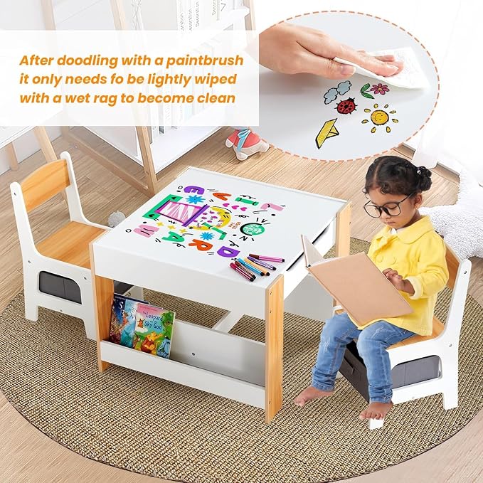 Asweets Kids Table and Chair Set, 4 in 1 Toddler Desk - Image 7