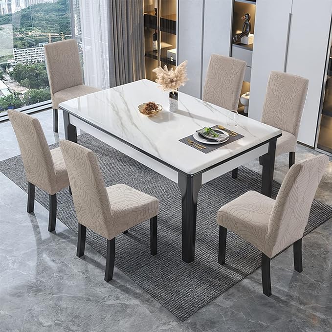 Genina Waterproof Chair Covers for Dining Room 6 Pack, Stretch Jacquard Dining - Image 6
