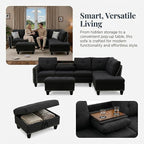 97.5" L Shaped Couch Set Linen, Modular Sectional Couches - Image 4
