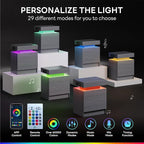 LIKIMIO Night Stand with Charging Station, Modern Grey Nightstand with LED - Image 4