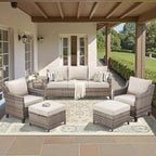 Buenhomino Outdoor Patio Furniture Set-PE Wicker Sofa Couch by AMCLOBA