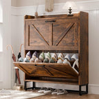 MU Shoe Storage Cabinet with 2 Flip Drawers, Freestanding Shoe Rack Cabinet by MU