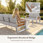 Aoxun Aluminum Outdoor Patio Furniture Set, 2 Seats Metal Sectional Patio - Image 4