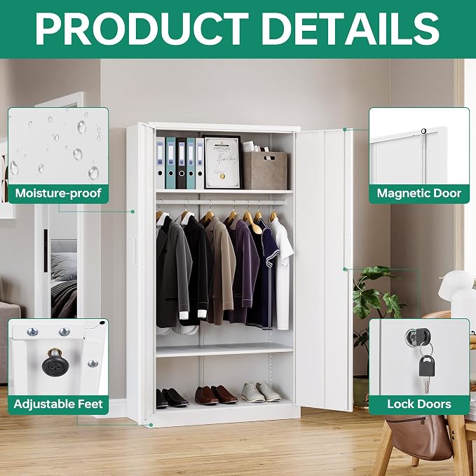 Letaya Metal Wardrobe Cabinets - Image 7