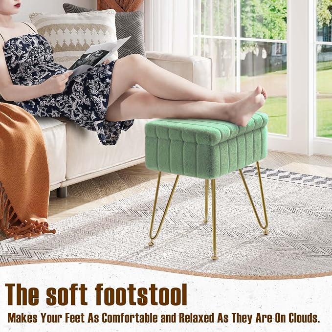 Greenstell Vanity Stool Chair Faux Fur - Image 4