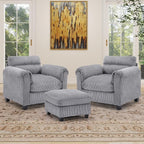 HAOMARKETS Corduroy 3-Piece Sofa Set, Upholstered Ottoman and Accent Chair Sofa by HAOMARKETS