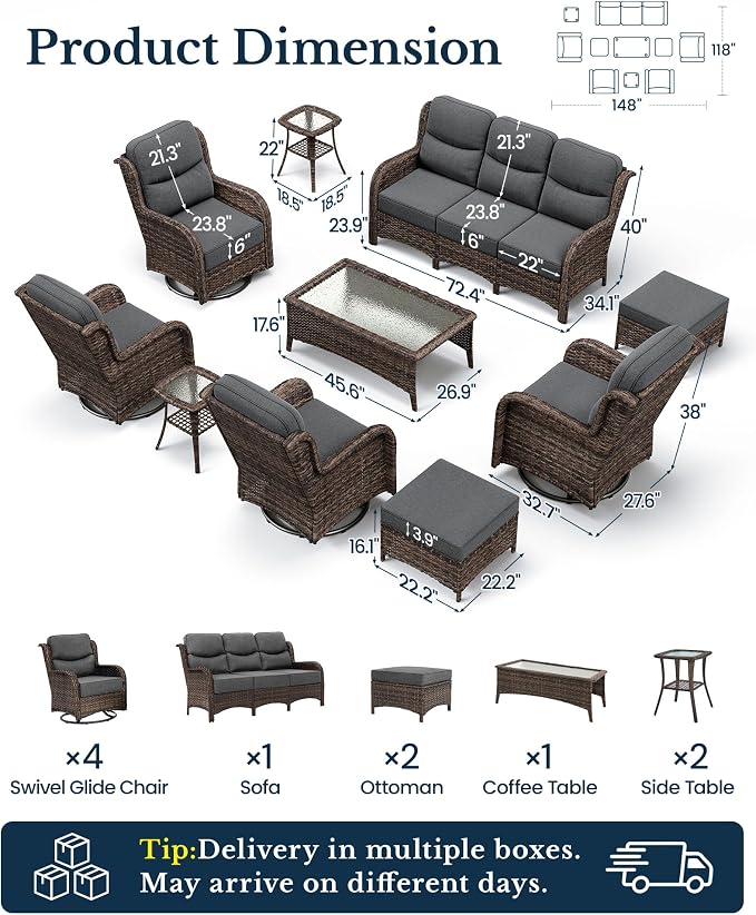 HILLGA 10-Piece Luxury Patio Furniture Set - Image 2