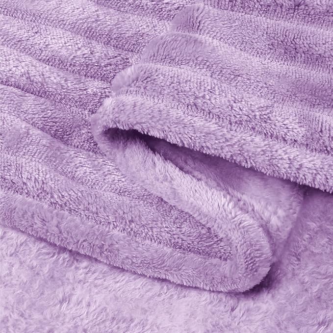 BEDELITE Ribbed Jacquard Lavender Fleece Twin Blanket - Image 6