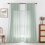 MYSKY HOME 95 Inch Curtains Farmhouse Light Filtering Privacy Curtain Drapes - Image 2