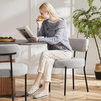 Sweetcrispy Dining Chairs Set of 6, Boucle Upholstered Modern Mid Century Round - Image 7