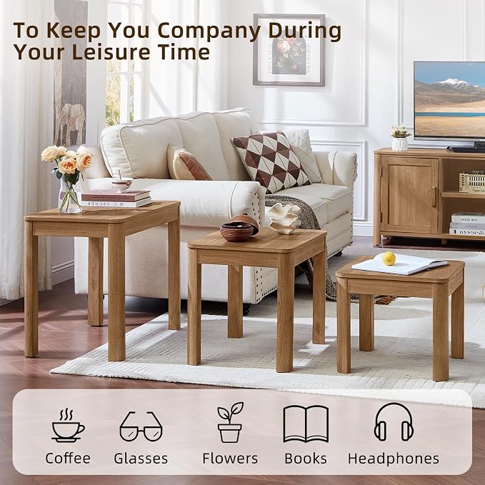 Joaxswe Farmhouse Nesting Tables Set of 3, Living Room Table Set - Image 6