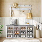 HOOBRO Shoe Storage Bench with Cushion, 39.4" L Entryway Bench with 12 Cubbies - Image 2