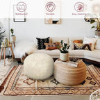 Thgonwid Unstuffed Moroccan Faux Leather Pouf Ottoman - Image 4