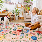 PLHXFR Area Rug 10x14 Living Room: Floral Washable Boho Soft Carpet Beige | - Image 7