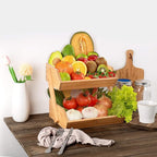 Merysen 2 Tier Fruit Basket For Kitchen- Bamboo Fruit and Vegetable Storage - Image 6