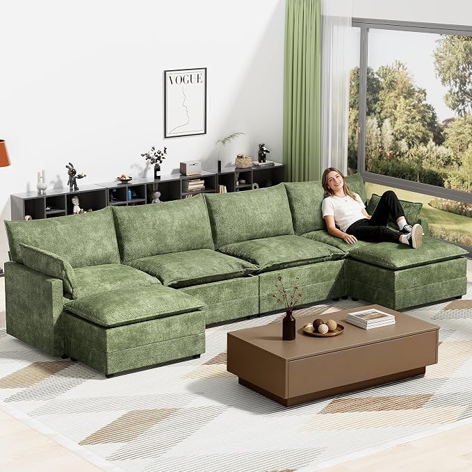 LEVELEVE 147" U-Shape Modular Sofa by Enjoyyourlife