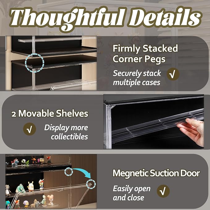 2PCS Clear Display Case for Collectibles, 3-Tier Adjustable Display Case - Image 3