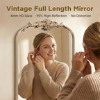 Besdomus Arched Mirror Full Length: 21"x56" French Champagne Gold Vintage Full - Image 5