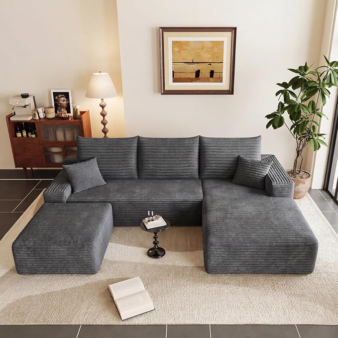 95" Cloud Sectional Couch U-Shaped Chaise - Image 6