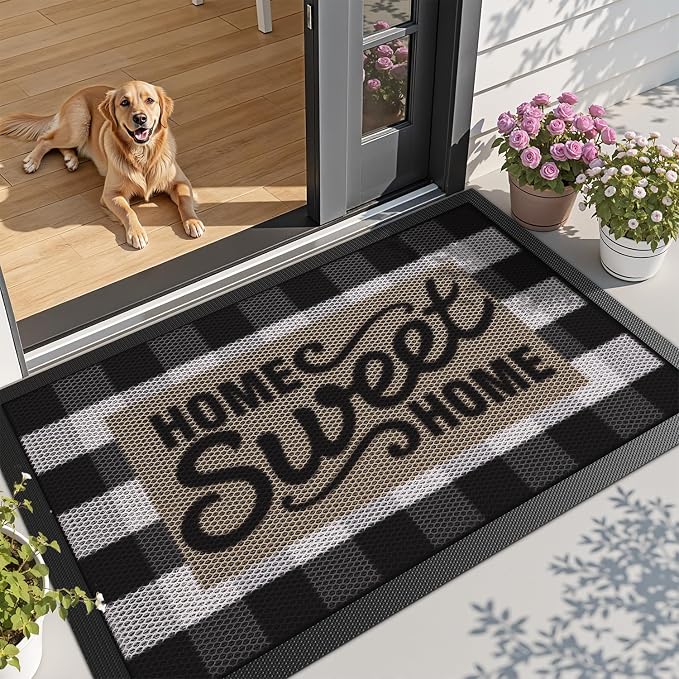 LUMI Outside Welcome Door Mat 32x47, Non-Slip Durable Rubber Easy Clean | Sweet by LUMI