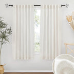 RYB HOME Linen Semi Sheer Curtains 63 inch Length by RYBHOME