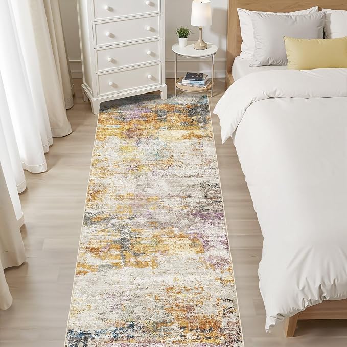 LOONGRUG Runner Rug 2x6 Washable Non-Slip Kitchen Neutral Modern Rug | Abstract - Image 6