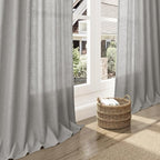 Light Gray Linen Curtains for Living Room 120 Inches Long Back Tab Light - Image 5