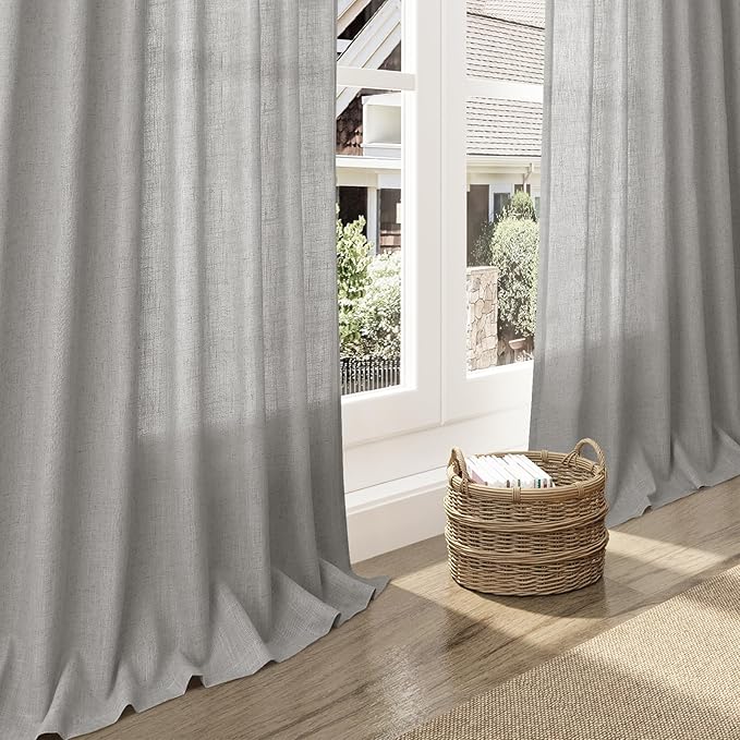 Light Gray Linen Curtains 108 Inches Long - Image 5