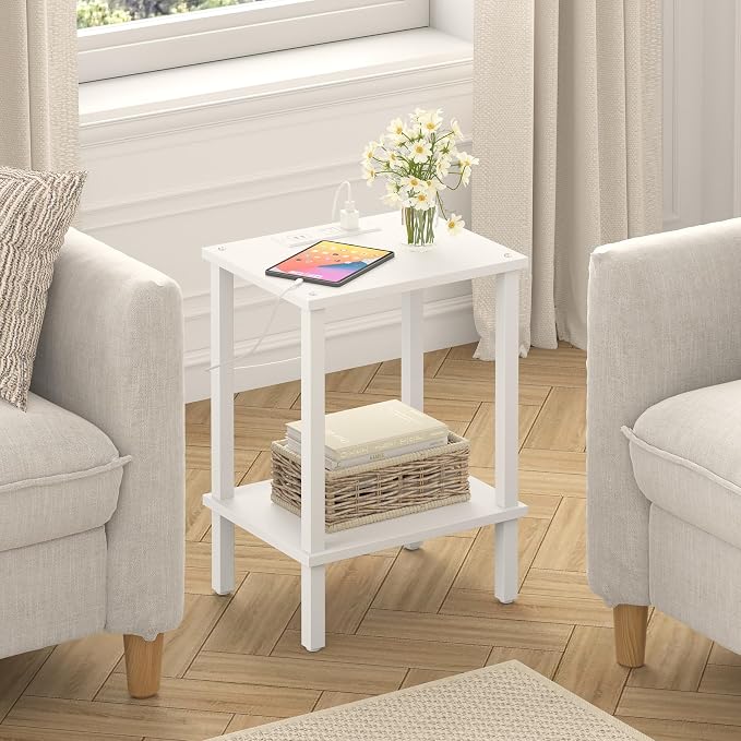 TUTOTAK End Table with Charging Station, Small Side Table with Outlets - Image 9