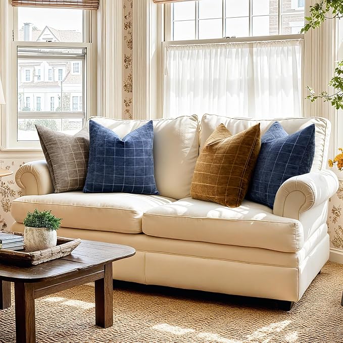 MIULEE Decorative Chenille Check Throw Pillow Covers Vintage Plaid Couch - Image 5