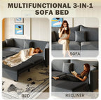 KEIKI 81.9" 3-in-1 Convertible Sofa Bed, Modern Velvet Sleeper Couch - Image 3