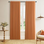 Orange 100% Blackout Linen Curtains 84 Inch Length 2 Panels Set by Guken