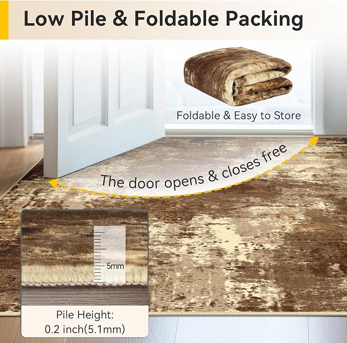 RELEANY Washable 5'x7' Abstract Area Rug - Image 6
