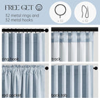 Topfinel Baby Blue 96 Inch Blackout Linen Curtains 2 Panel Set - Image 4