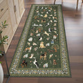 Dark Green Floral Hallway Runner Rug 2x6 by WelcometoBabovid