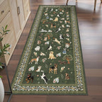 Dark Green Floral Hallway Runner Rug 2x6 by WelcometoBabovid